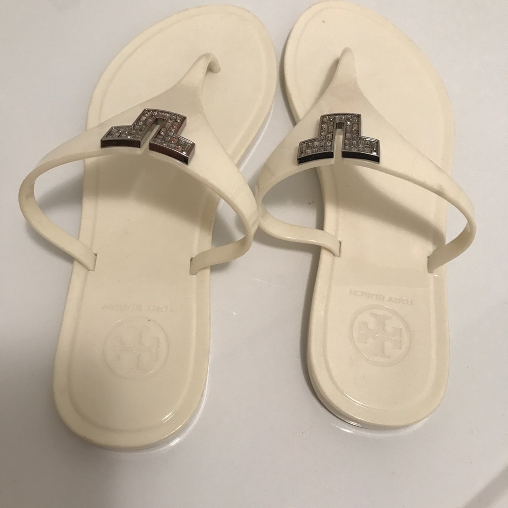 Tory burch white jelly slippers